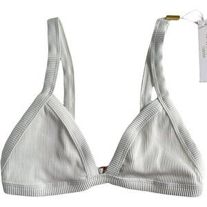 Meshki Esme Ribbed Triangle Bikini Top White